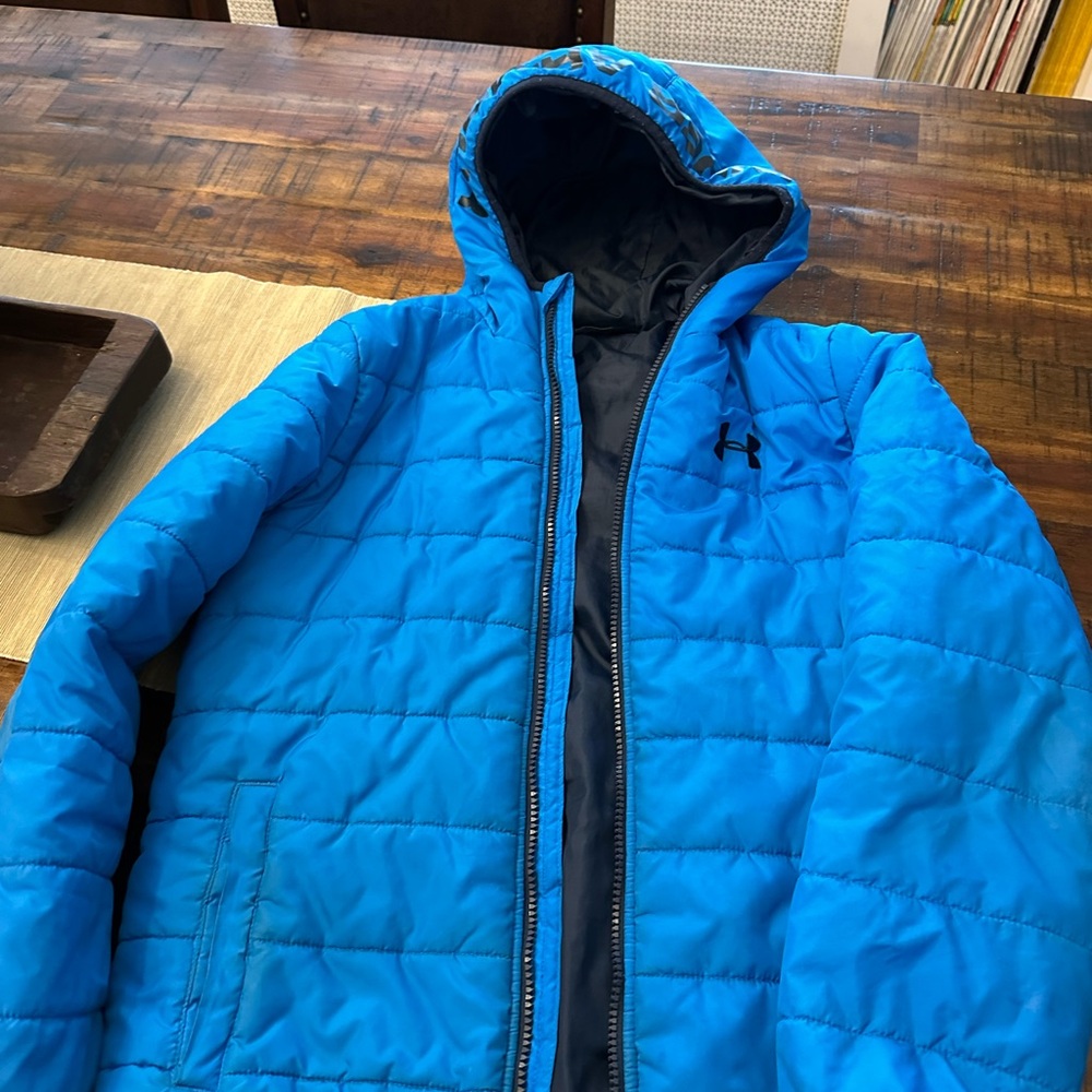 Under Armour Blue Quilted Puffer Jacket with Hood